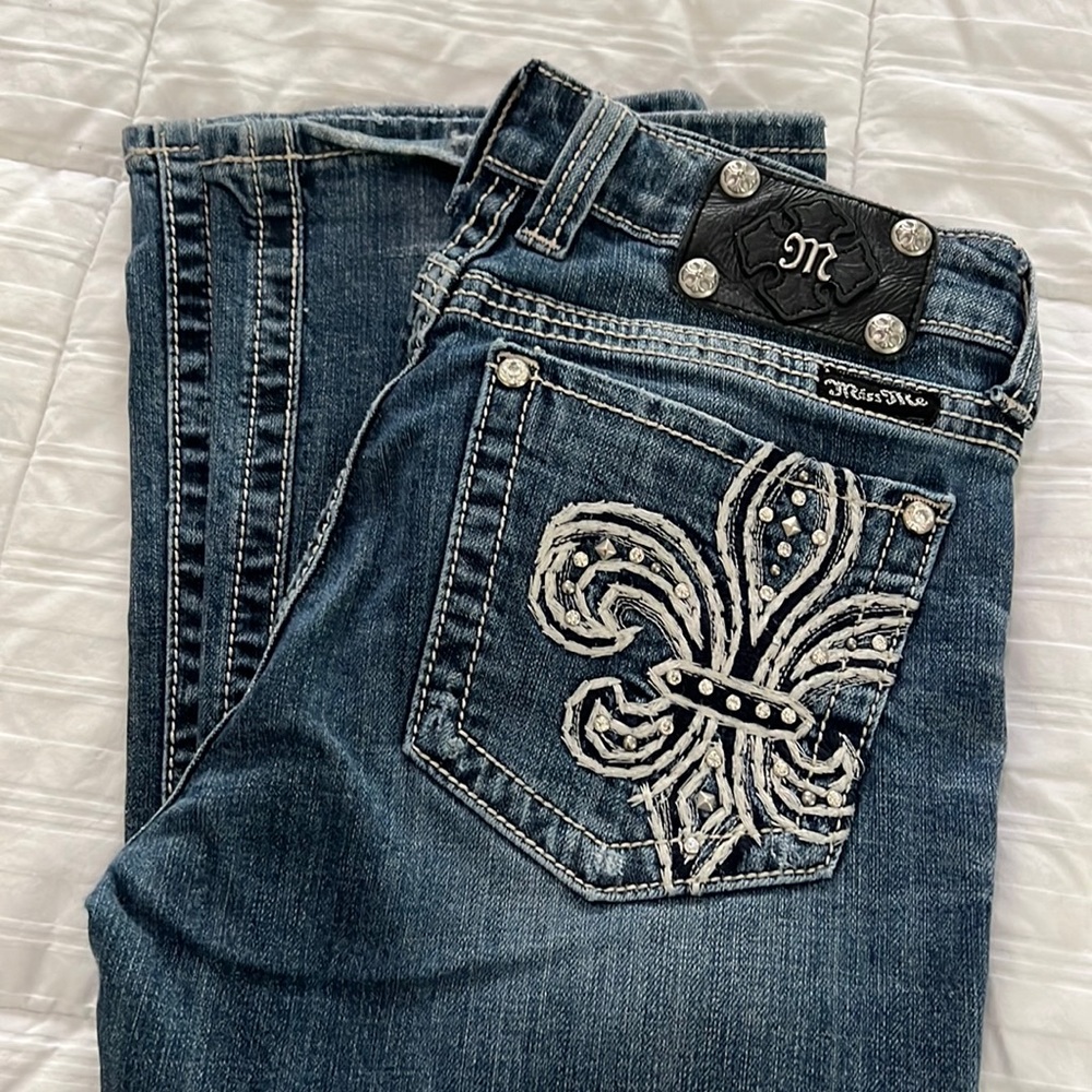 Vintage Miss Me Medium Wash Embellished Low Rise Jeans